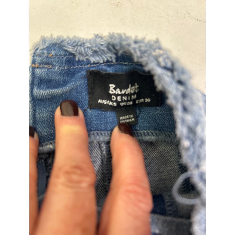 Bardot X Revolve High Corset Waist Denim Skirt in Size 26. - Picture 5 of 9